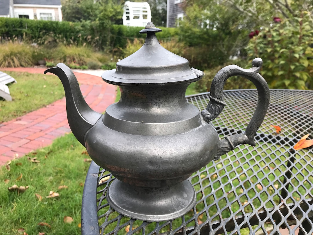 Very Rare Marked American Pewter Teapot, 1846 1848, Hall, Boardman & Co
