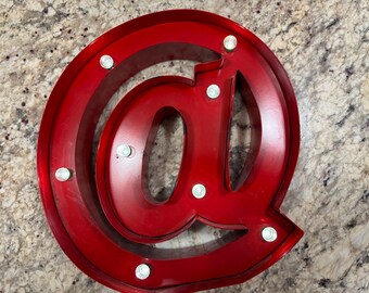 Metal Chanel Letter Vintage Marquee Sign "@" With LED Bulbs Battery Operated