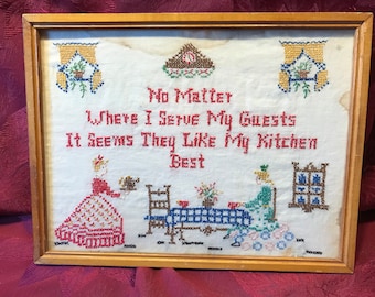 Vintage Hand Stitched Kit Sampler c. 1930s