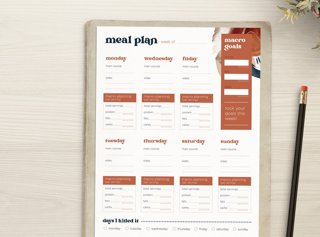Macro Meal Planner Printable Etsy