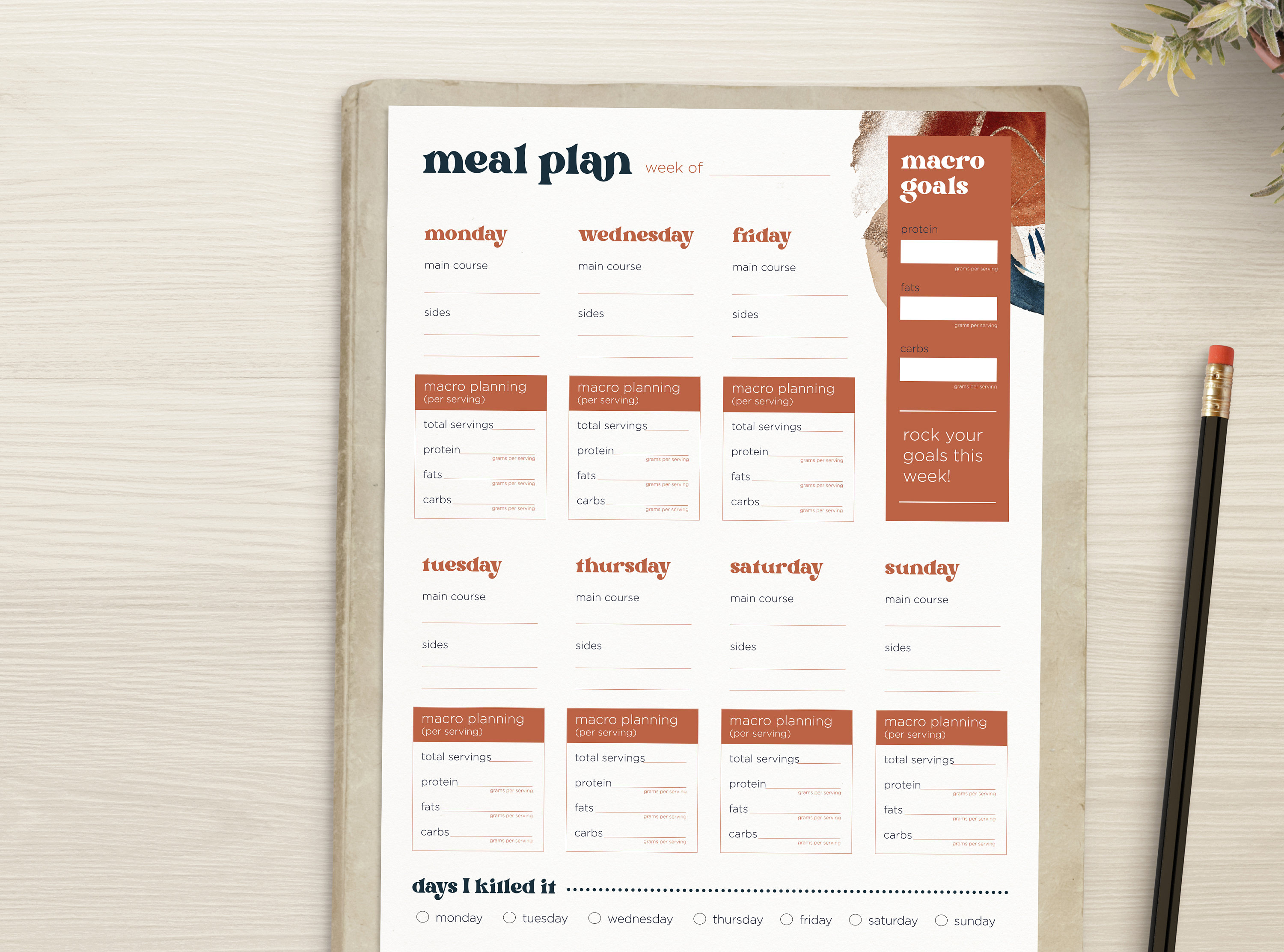 Macro Meal Planner Printable - Etsy
