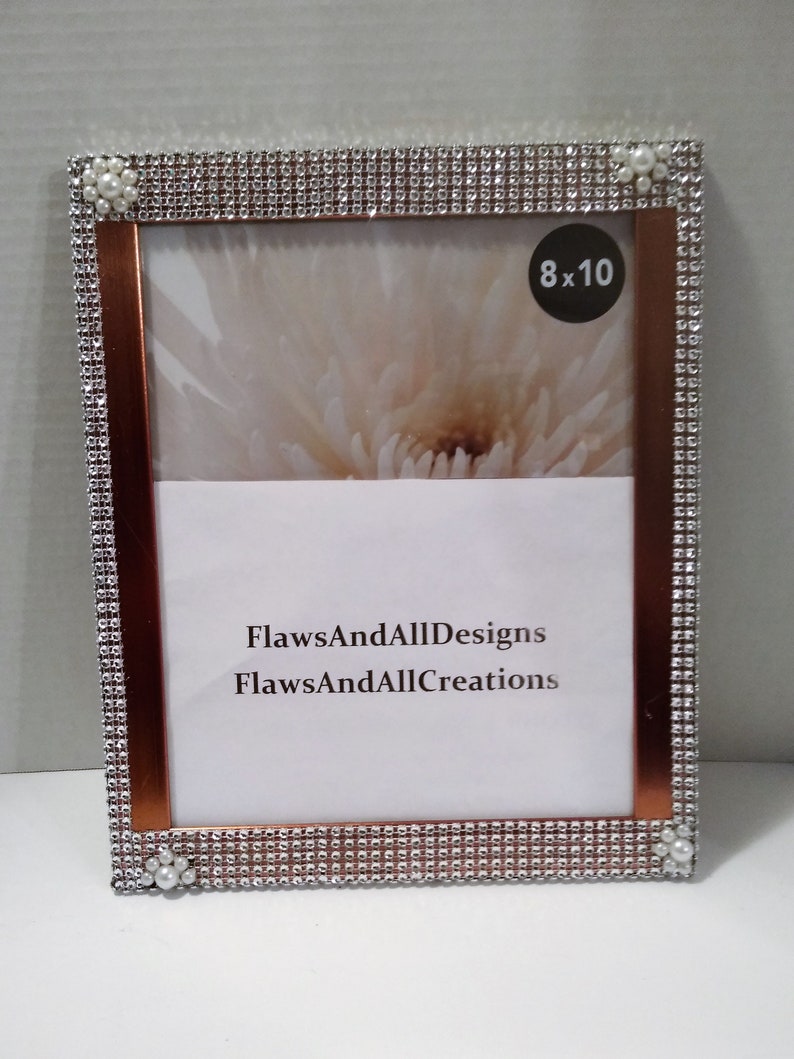 8X10 Silver Picture Frame Rhinestone Trim Picture Frame Etsy
