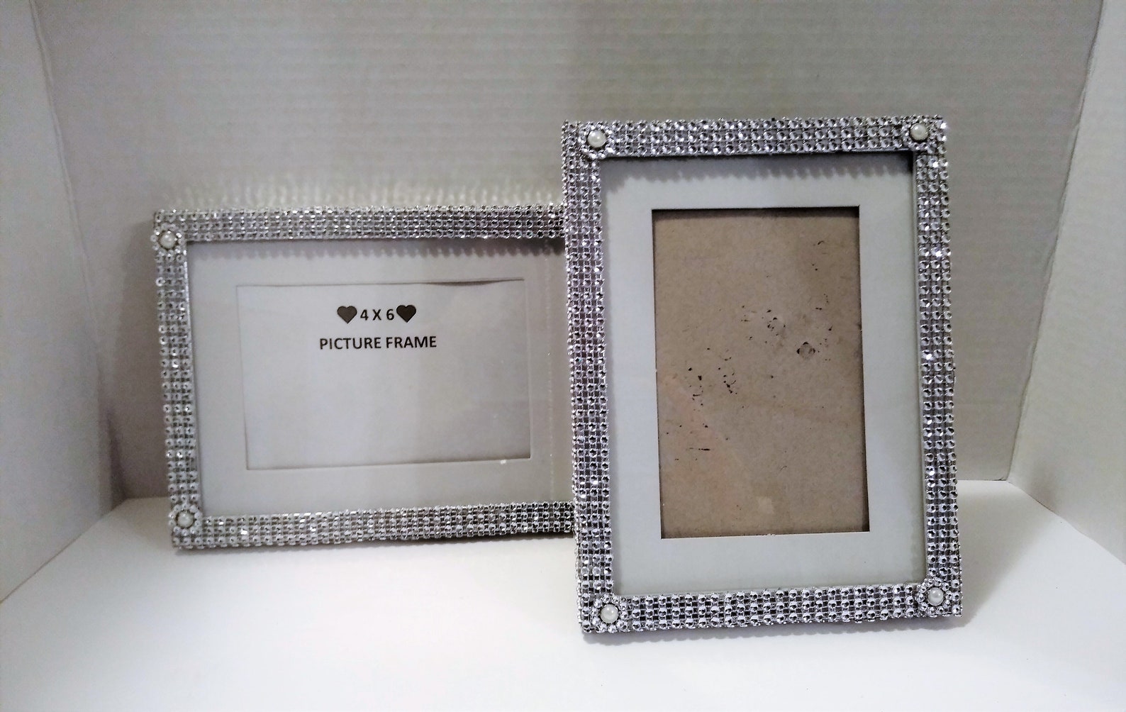 4X6 Silver Picture Frame Rhinestone Trim Picture Frame Etsy