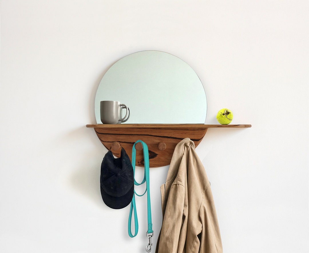 Mirror multi hook wall shelf sale