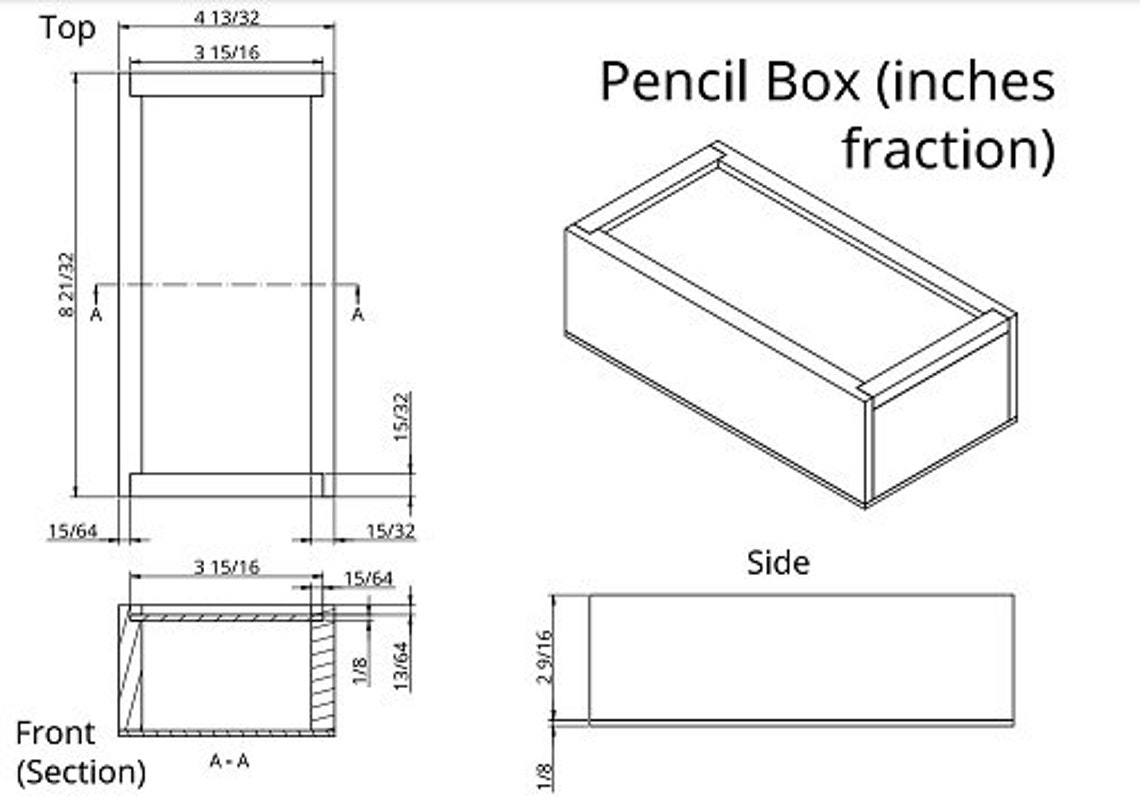 Exploded View Pencil Box Woodworking Plans - Sliding Lid Pencil Box - Etsy Australia