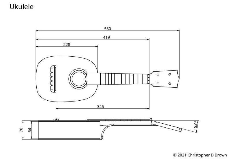 Basic Ukulele Layout Ukulele Plans for Beginners and Woodwork Teachers - Etsy
