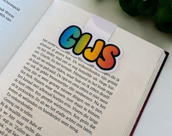 Personalized magnetic bookmark with name. A lovely gift for a bookworm who loves to read. Name in rainbow colors.