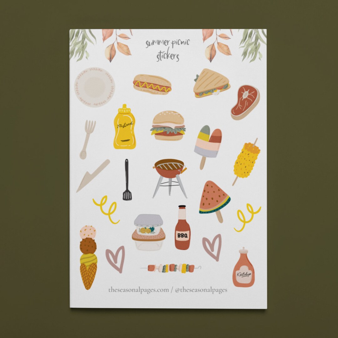 Printable Food Stickers Printable Sticker Set Picnic - Etsy