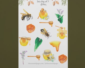 Printable Bee Stickers | Printable Sticker Set | Bee Stickers | Plant Stickers | Digital Stickers | Planner Stickers | Instant Download