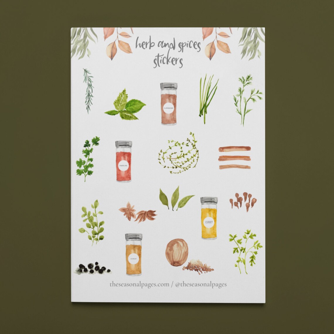 Printable Herb &amp; Spices Sticker Set Herb Stickers Spice | Etsy