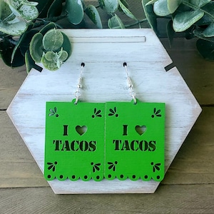 Papel picado earrings - I Love Tacos