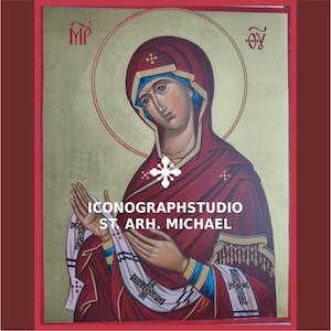 Hand-Painted Virgin Mary Orthodox Icon: Byzantine Christian Art
