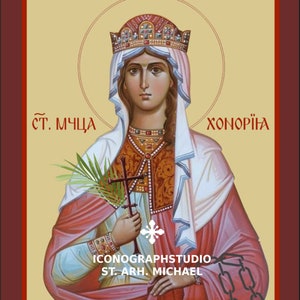 Hand-Painted Saint Honorine Icon: Byzantine Orthodox Art