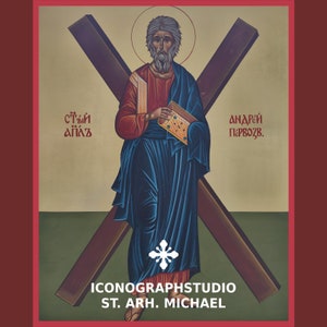 Hand-Painted Saint Andrew Icon: Byzantine Orthodox Spiritual Art