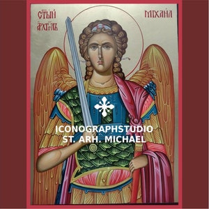Archangel MICHAEL Hand-painted icon, Archangels byzantine icon, Angel paintings, Orthodox icon, Godfather gift, Saint Michael spiritual art