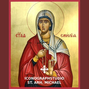st Emmelia of Caesarea, st Emilia, st Emily hand-painted icon, baptism gift,orthodox icons, holy icons, mothers gift, icon commission,saints