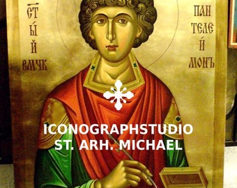 Saint Panteleimon hand-painted icon