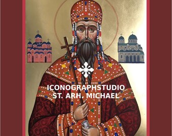 Sint Stefanus van Servië, handgeschilderd icoon