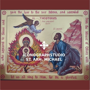 The Burning Bush Hand painted icon,Vergin Mary orthodox icon,Mother of God hand painted icon,Orthodox art,Wedding gift, Virgin Mary painting
