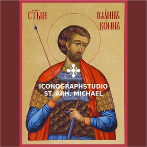 Saint John The Soldier Martyr,  Hand painted icon, Saints Warriors, Warrior icons, early saints icon, holy icons, Holy Martyr icons, painted