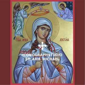 Saint Christina of Tyre hand painted icon, Great martye Christina, Santa Christina, Patroness icon, Virgin martyres greek orthodox icon, art