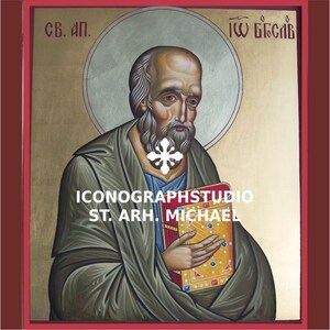 Icône byzantine peinte à la main : Saint Jean le Théologien