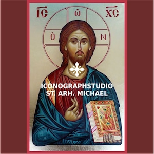 Christ Pantocrator icon,Orthodox painted icon,Pantocrator with Gospel,Jesus Pantocrator byzantine icon, Orthodox art,Christ the Teacher icon