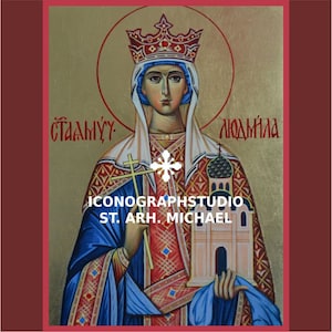 Saint Ludmila hand painted icon, Holy queens icons, st Ludmila the Czech, st Ludmila of Bohemia, holy women icons, orthodox saints, gift her