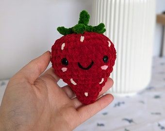 Strawberry Plush - Super Soft Cute Crochet Amigurumi - Cuddly Toy Stuffed Animal