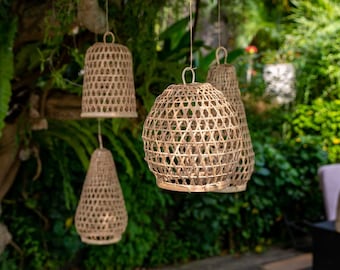 LAMPES BOHO - universelles, faites à la main, salon, terrasse, bambou naturel,