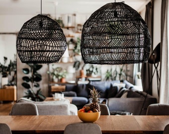RATTAN LAMP CEZAR black- rattan lighting, dining lamp, living room lamp, home decor, natural decor, boho style