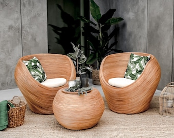 RATTAN 3 SET TEGAL - natural rattan chair, coffee table, rattan furniture, lounge chair, indoor chair, indoor decor, interior design.