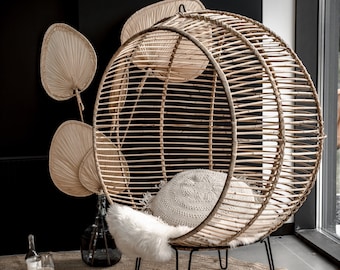 Hanging And Standing Rattan Swing Ceiling Chair Ball Large Size Indoor/Outdoor SWING  - rattan hanging chair, swing chair, natural furniture