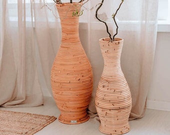 RATTAN WOVEN VASE Castor - home accessory, flower holder, rattan furniture, vase for grass bundle, home decor