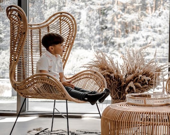 CHAISE EN RATTAN - meubles en rotin, chaise longue, siège de salon, design minimaliste, design d'intérieur, chaise papasan