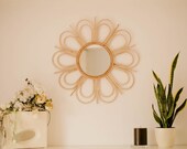 Natural wall Rattan Mirror FLOWER
