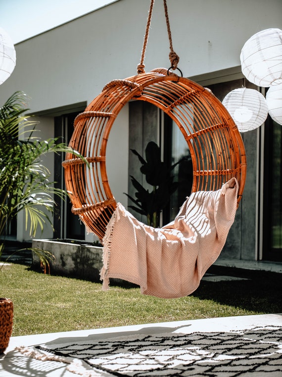 HANGING CHAIR Kai Rattan Swing Outdoor Swing Garden Decor Indoor Decor Home Decor Interior Design Boho Decor Etsy