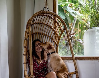 RATTAN HANGING CHAIR - rattan hanging chair, indoor chair, outdoor chair, natural furniture, boho home, aesthetic decor, home decor
