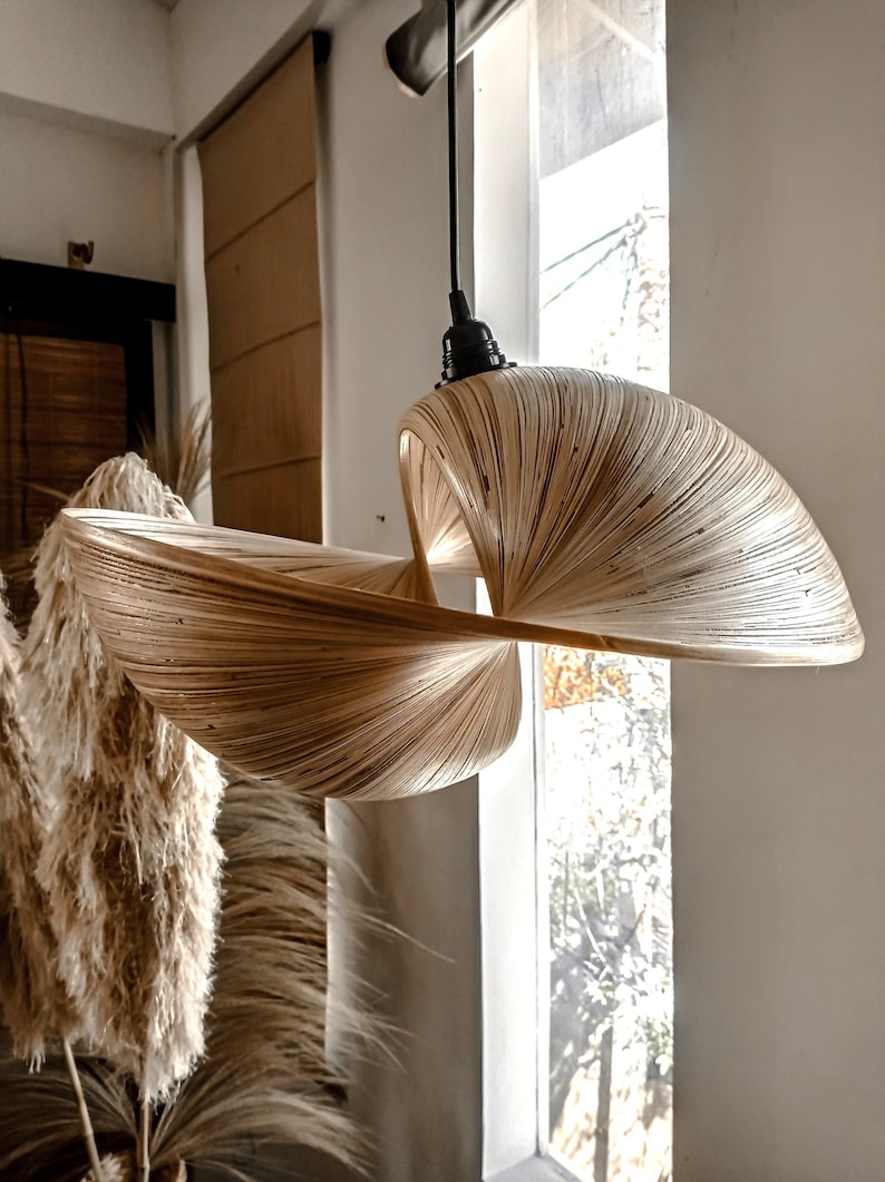 Bamboo Elle - natuurlijke verlichting, esthetische ecologische kroonluchter, perfect interieur, natuurlijke meubels, natuurlijke vloer, woondecoratie, boho-huis, binnen afbeelding 4