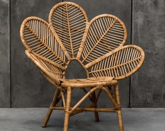 BOHO RATTAN CHAIR -Flower Modern Rattan Club Chair, patio, living room, inside furniture, boho