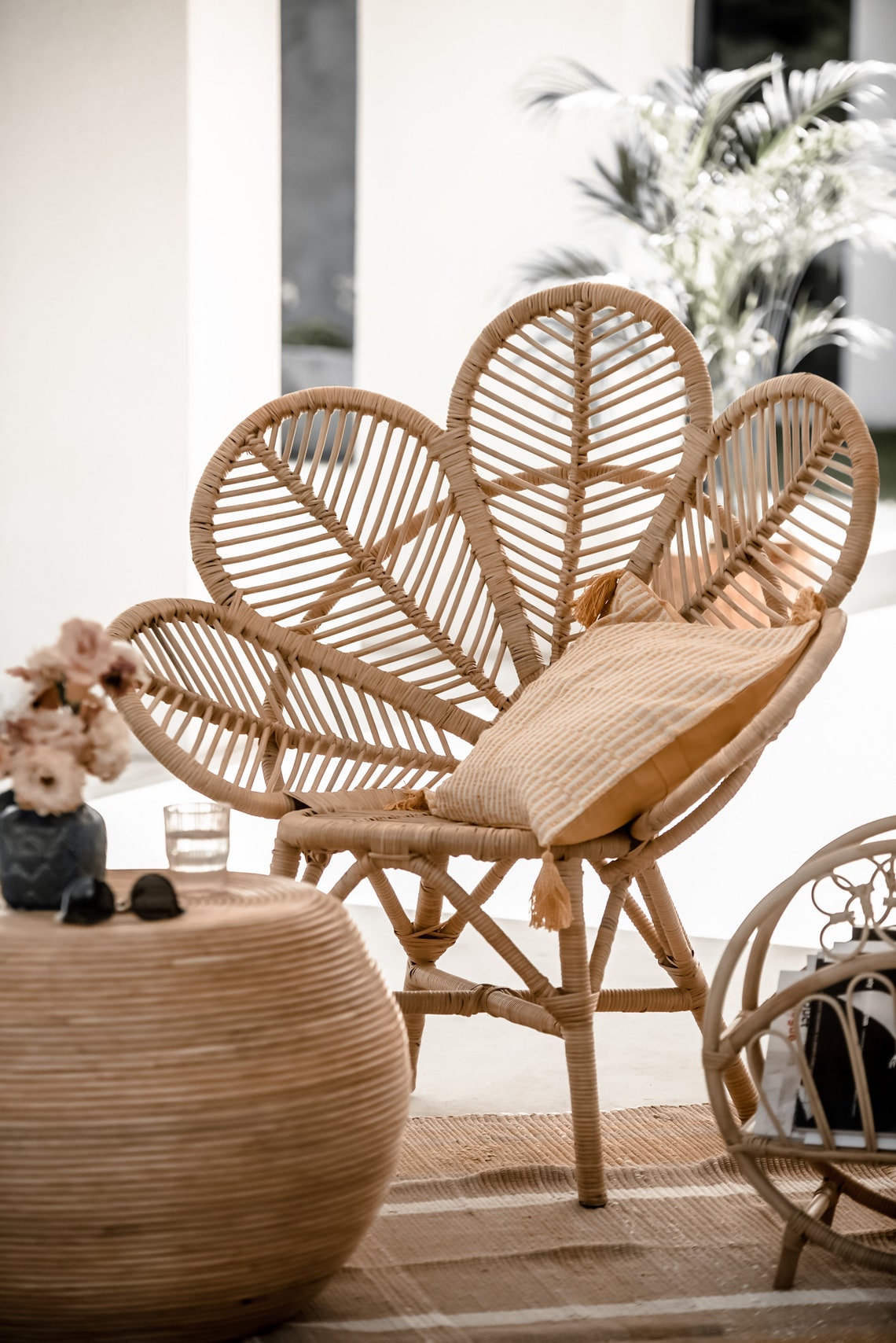 RATTAN FLOWER CHAIR Mona lounge chair indoor chair Etsy