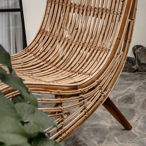 LOUNGE CHAIR Kaba rattan furniture, rattan lounge chair, living room seat, natural furniture, boho home furniture, aesthetic seat image 8