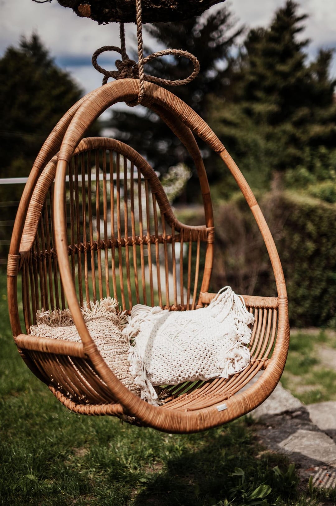 RATTAN SWING HANGING Chair Henry Rattan Hanging Chair Indoor Chair Outdoor Chair Natural Furniture Boho Home Aesthetic Home Decor Etsy