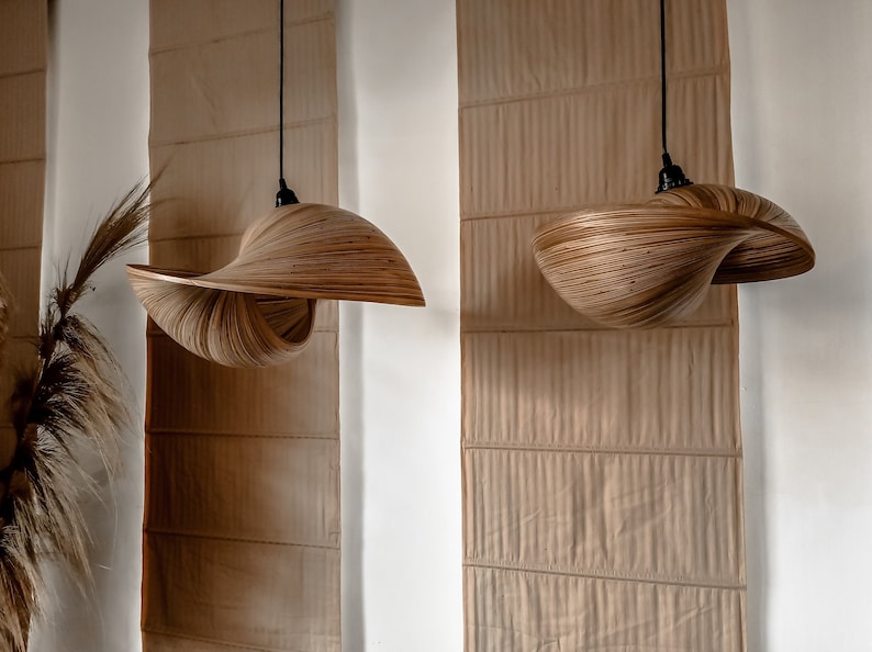 Bamboo Elle - natuurlijke verlichting, esthetische ecologische kroonluchter, perfect interieur, natuurlijke meubels, natuurlijke vloer, woondecoratie, boho-huis, binnen afbeelding 1