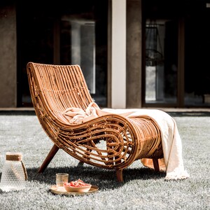 LOUNGE CHAIR Kaba rattan furniture, rattan lounge chair, living room seat, natural furniture, boho home furniture, aesthetic seat image 2