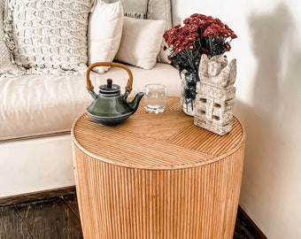 JAY TEGAL TABLE - coffee table, living room table, lounge table, boho chic style, wood color, natural rattan