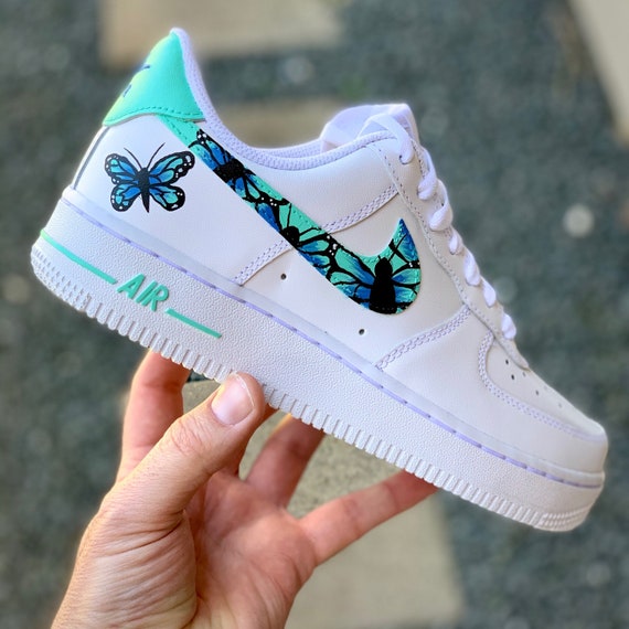 white af1 with butterflies
