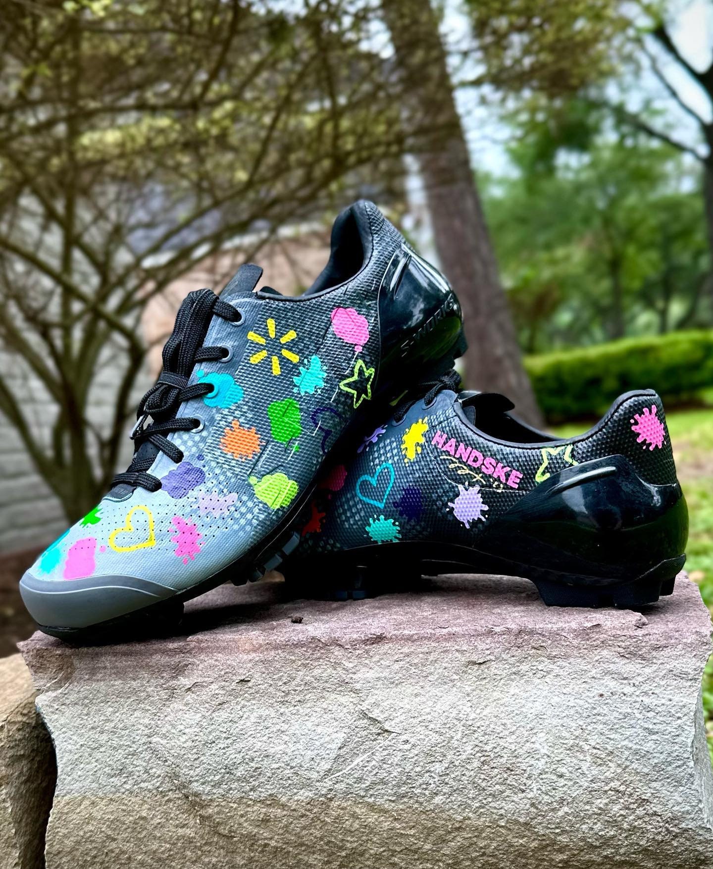 custom painted cycling shoes