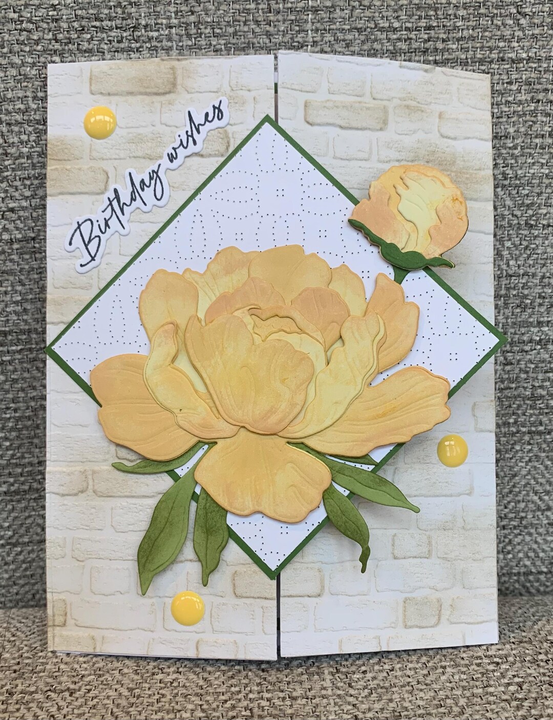 Yellow Peony Birthday Card - Etsy