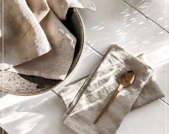 Natural Shade Linen Napkins, Wedding Linen Napkins, Stonewashed Linen Napkins, Wedding Table Decor, Napkins Set of 4 or 6, Pure Linen